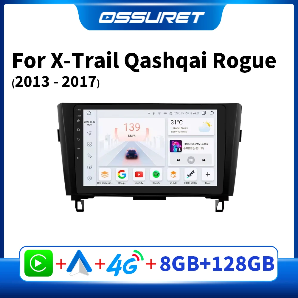 

Автомобильный радиоприемник Android для Nissan Rogue X-Trail X Trail 3 T32 2013 - 2017 Qashqai 2 J11 Android автомобильный стерео CarPlay мультимедийный плеер