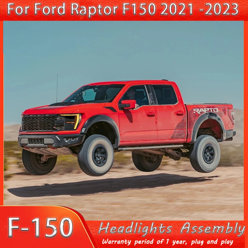 

Светодиодные фары с линзами, автомобильные аксессуары для Ford F150 SVT RAPTOR 2021-2023, фара в сборе, модифицированные светодиодные дневные ходовые огни