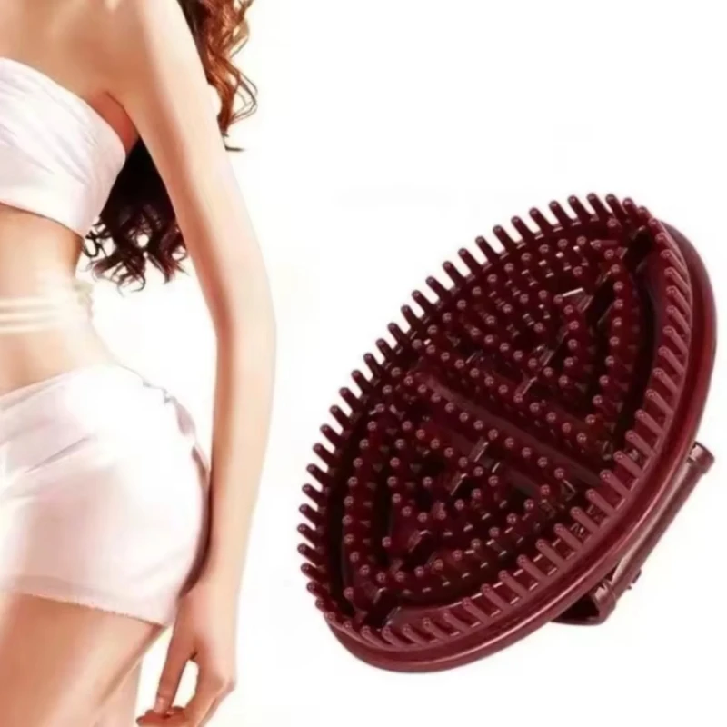 Brosse de massage corporelle à 2 poignées, brosse douce pour le cou, le dos, les épaules et les jambes.