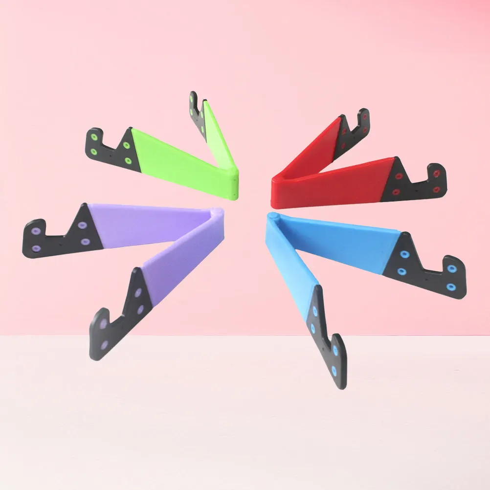 

5Pcs Cell Phone Stand Hard Plastic Foldable V Shape Portable Phone Tablet Mount Holder Desktop Holder for Travel Pocket Use