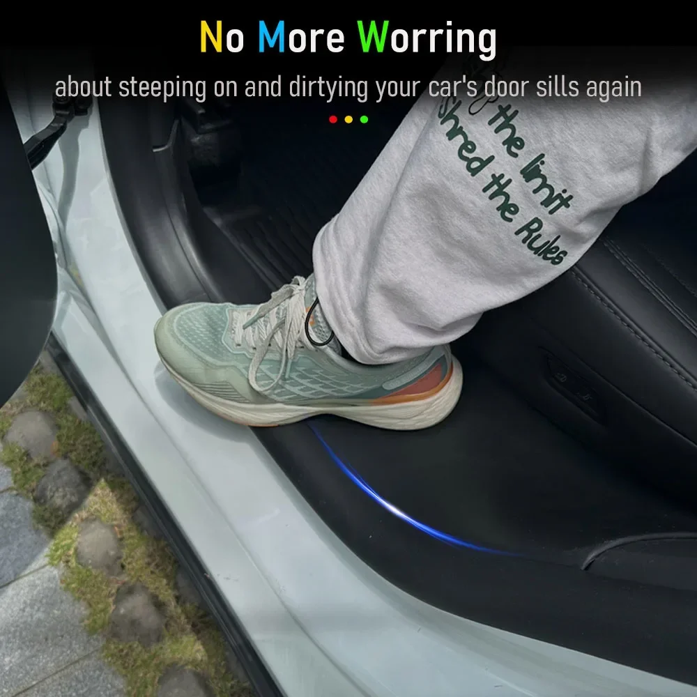 الجبهة الخلفية عتبة الباب الحرس ل تسلا نموذج Y Juniper 2025 + TPE الداخلية حامي غطاء لوحة الكسوة مكافحة القذرة الوفير ترحيب دواسة #5