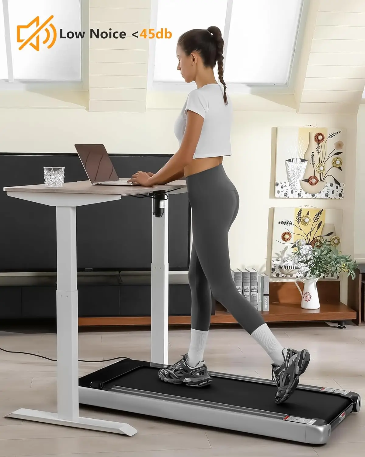 2.5 HP Walking Pad, [0.6-3.8 MPH] [256 LBS] Under Desk Treadmill, [Plug and Play] [Remote & LCD Display] Portable Treadmill