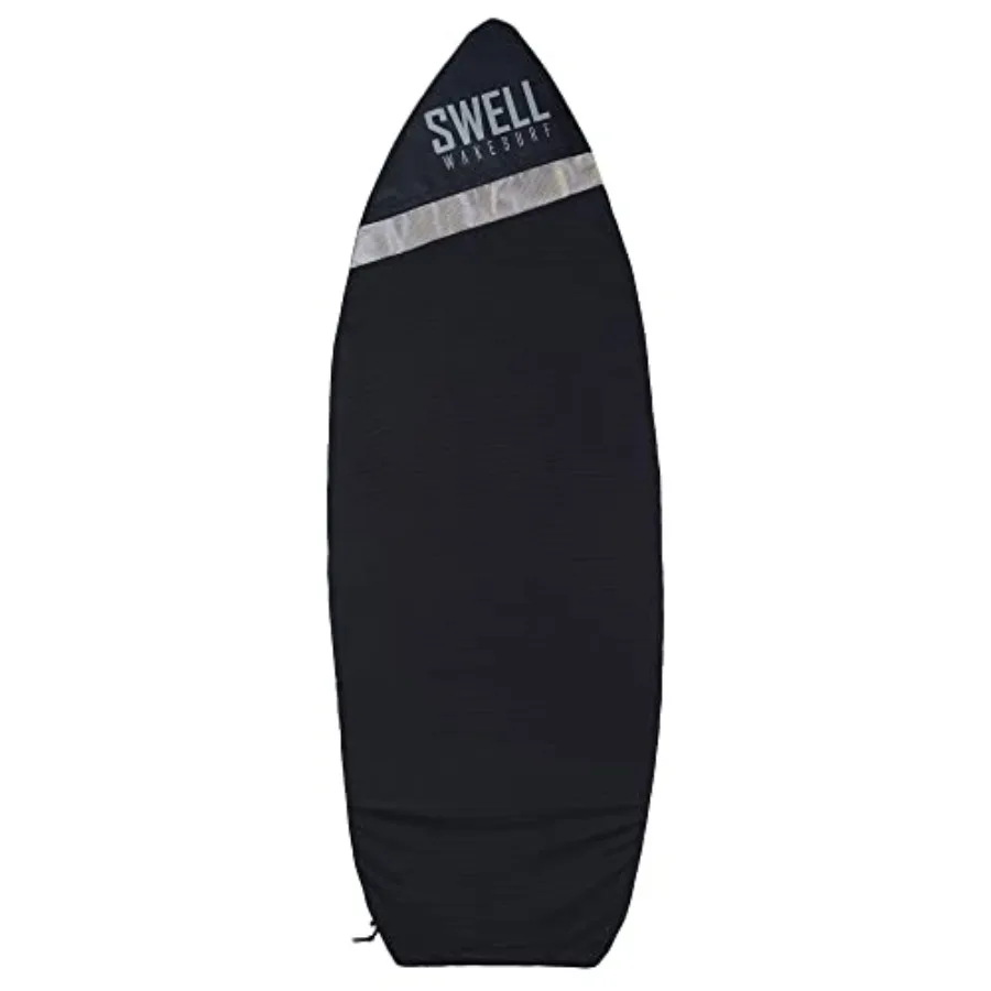 

Wakesurf board sock for adjustable length boards, neoprene material, black color, padded nose and storage pocket for protection