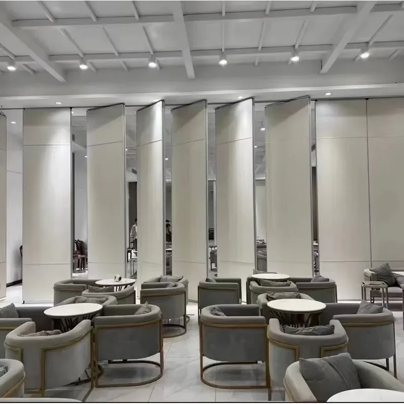 Hotel Banquet Customizable Finishes Artificial Movable Divider Aluminum Frame Sliding Folding Soundproof Movable Wall