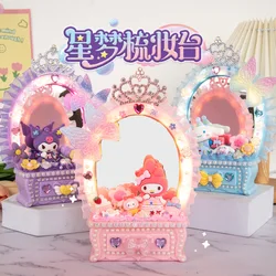 2024 New Sanrio Hello Kitty Kuromi DIY moja melodia lampki nocne z pudełkiem do przechowywania i lustrem zabawki prezent dla dzieci dziewczynki