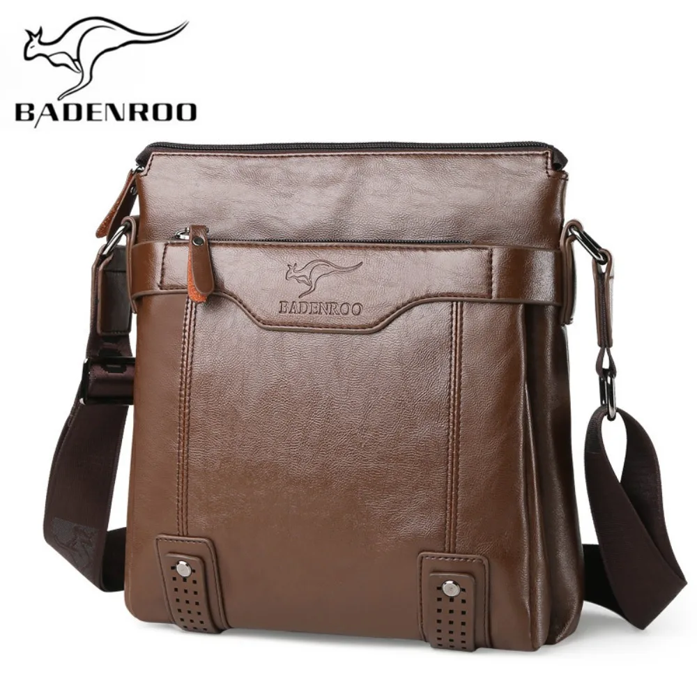 PU leather men's vertical single-shoulder bag, large-capacity waterproof briefcase, travel and business crossbody bag