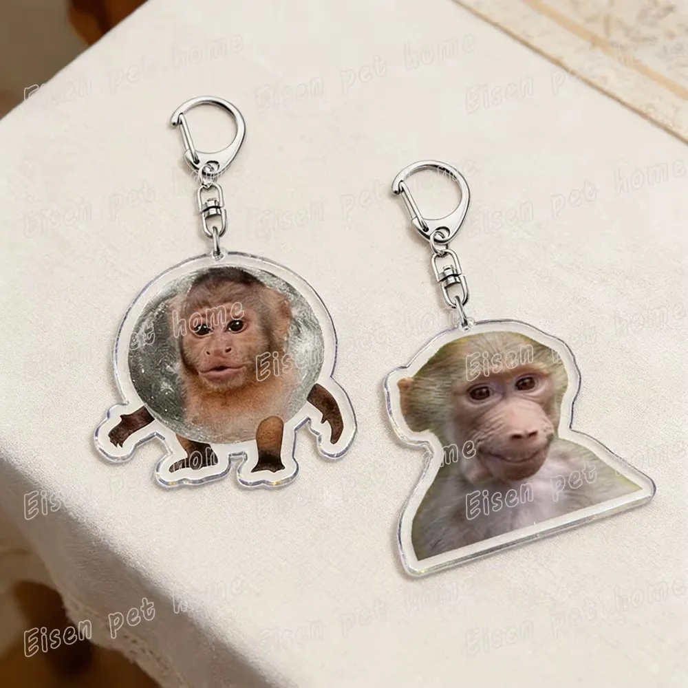 Three Wise Monkeys Keychain for Accessories See No Evil Monkey Meme Keyring Key Chains Jewelry Fans Boyfriends Gifts view 3