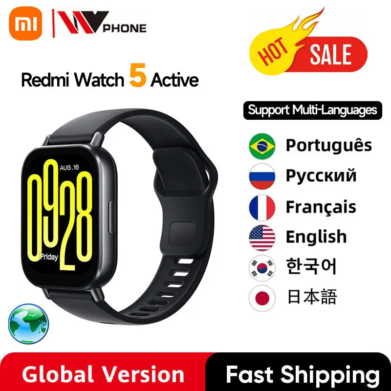 Globale Version Xiaomi Redmi Watch 5 Active 2'' Display Bis zu 18 Tage Akkulaufzeit 140+ Trainingsmodi Bluetooth-Anrufe 5ATM