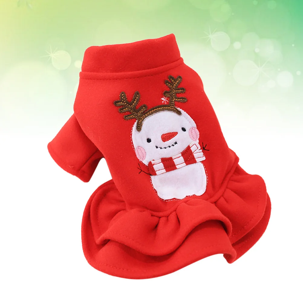 

Dog Christmas Skirt Snowman Design Cute Pet Clothes for Small Dogs Outdoor Walking Jogging Party Photo Red L Dog Skirt