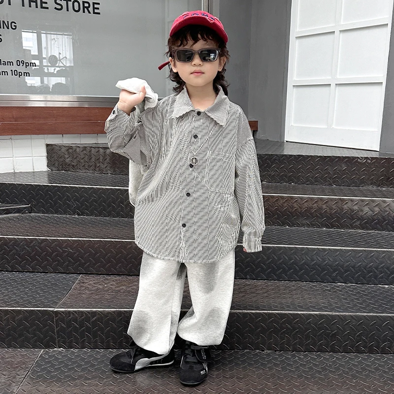 Autumn Outfit Children's fashion Set  Boys Knitted Vest + Shirt + Pants 3pcs Set Casual Brand Print Graphics Kids Set 2-12 Year