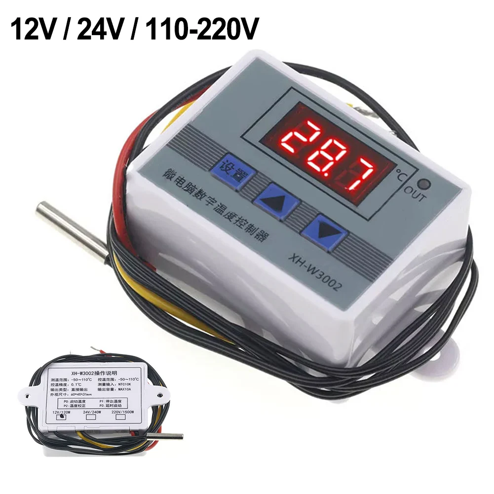 Digital LED Temperature Controller Thermostat Regulator 12V 24V 220V Professional W3002 For Seafood Machines Home Improvement