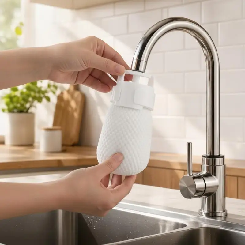 Tool Free Install Nylon Mesh Water Filter Bag Faucet Rust Impurity Remover for Kitchen Bathroom Sink Purification