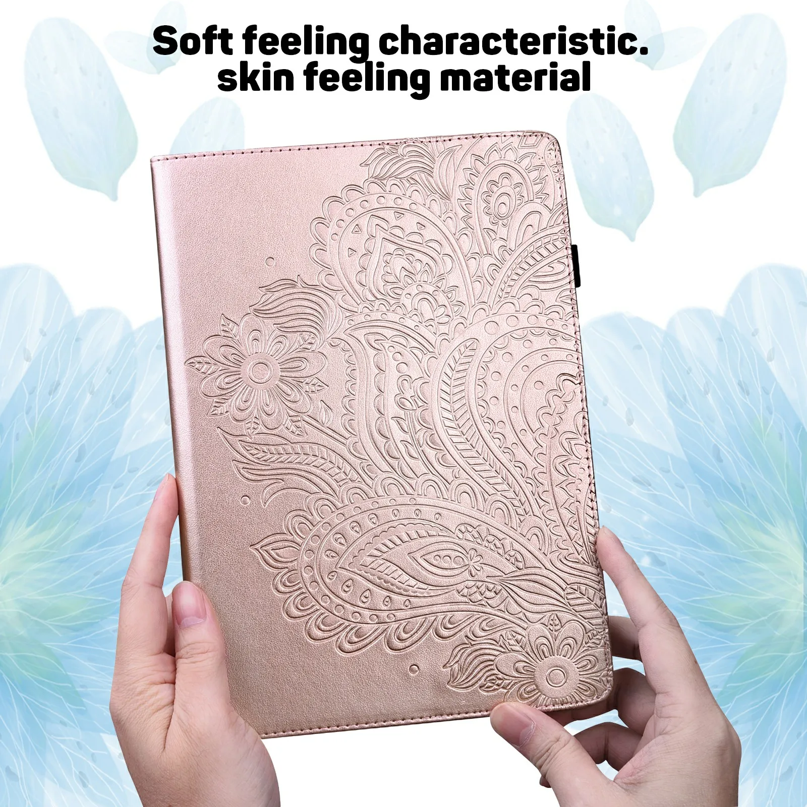 For Samsung Galaxy Tab S10 FE+ Case Peacock Flower Pattern Card Holder Leather Tablet Cover - Rose Gold