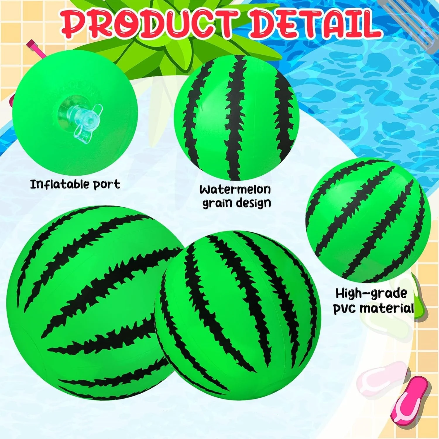 Inflatable Watermelon Beach Balls for Kids Adults Swimming Pool Toys Birthday Party Favors Outdoor Summer Water Toys