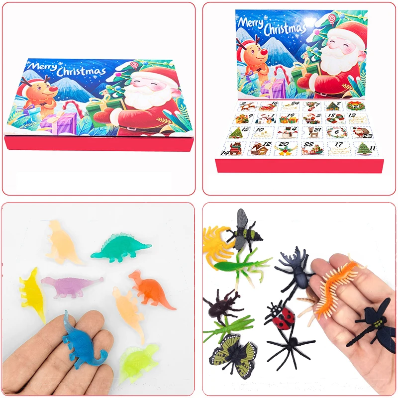 Educational Calendar Toy Figures Model Collection Dinosaur Animals Toy Chiristmas Advent Calendar 24 Days Countdown Calendar Box