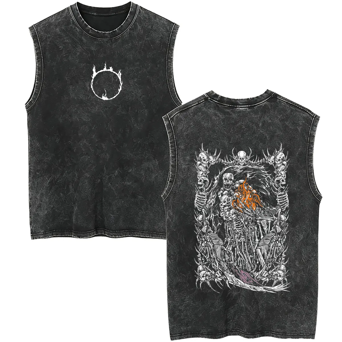 Washed Vintage Game Dark Souls Merch Tank Tops Retro Gothic Rock Sleeveless Vest Male Fashion Punk T