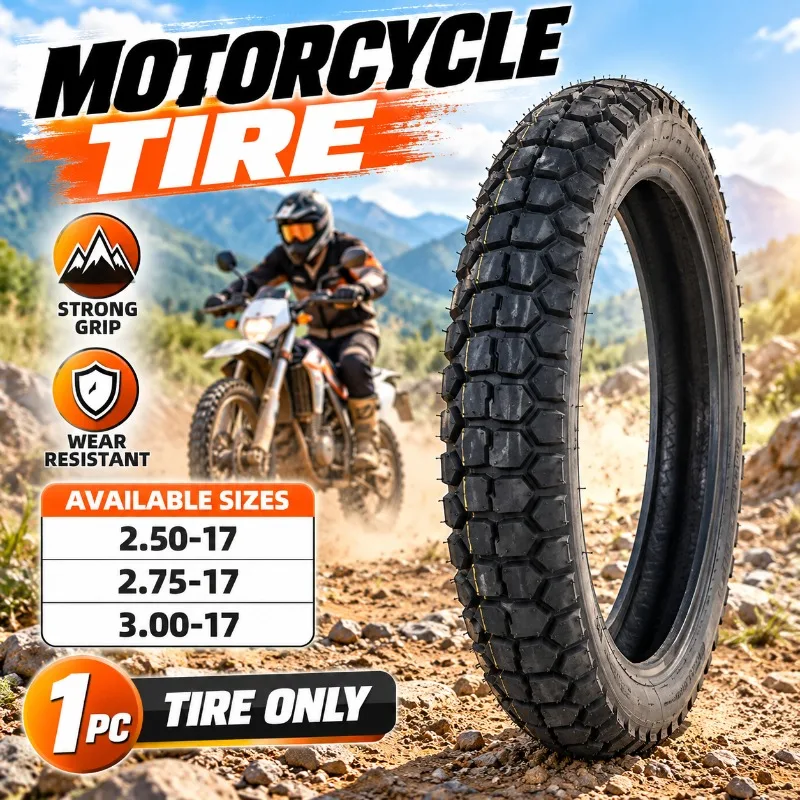 Motorcycle Tire 2.50-17 2.75-17 3.00-17 17 Inch Off Road Tyre Knobby Tread Anti-Slip Rubber Rear Wheel Outer Tire 1PC Dirt Bikes
