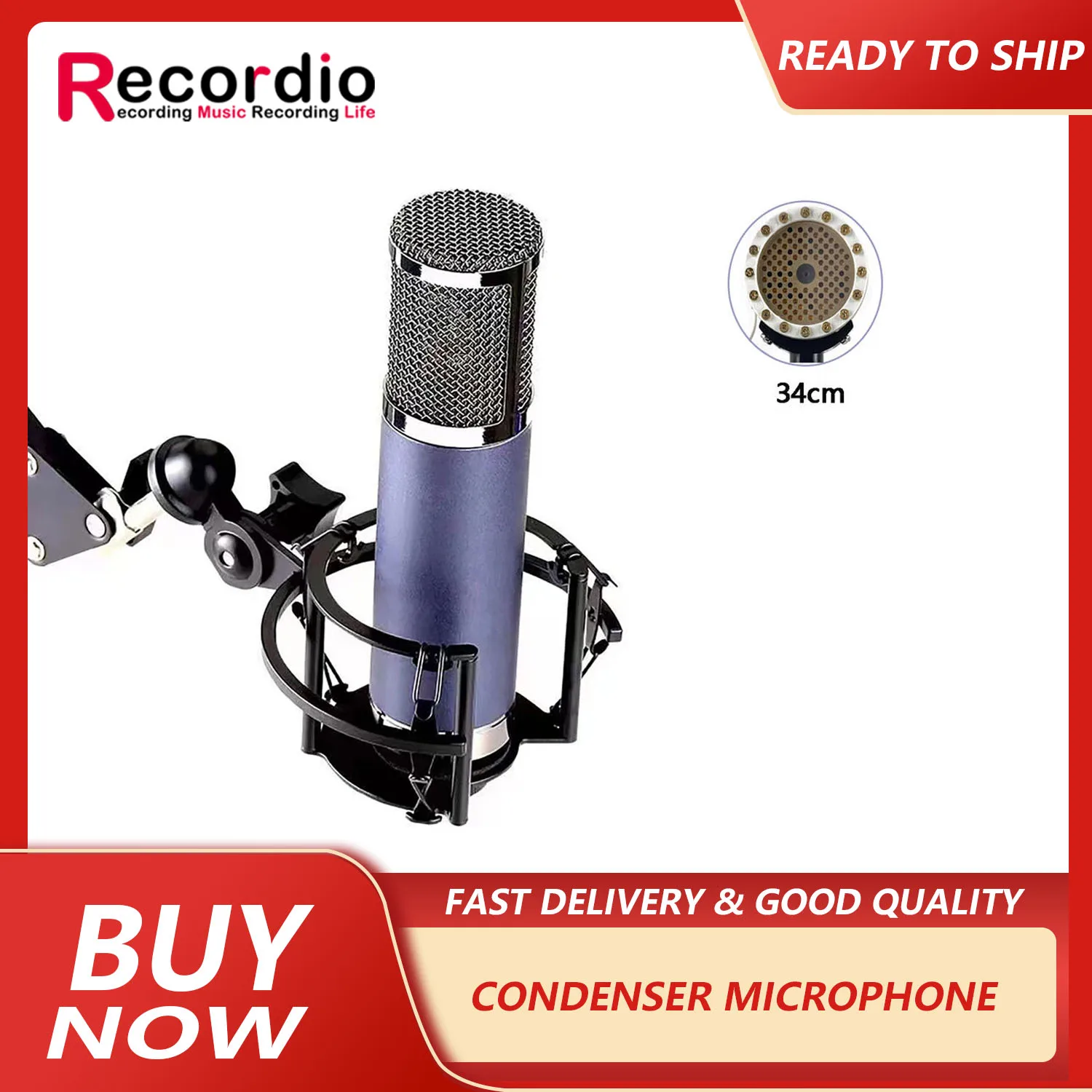 

GAM-F34 High Quality 34-core Condenser Microphone Cardioid Large Diaphragm Condenser Microphone Live Recording Microphone