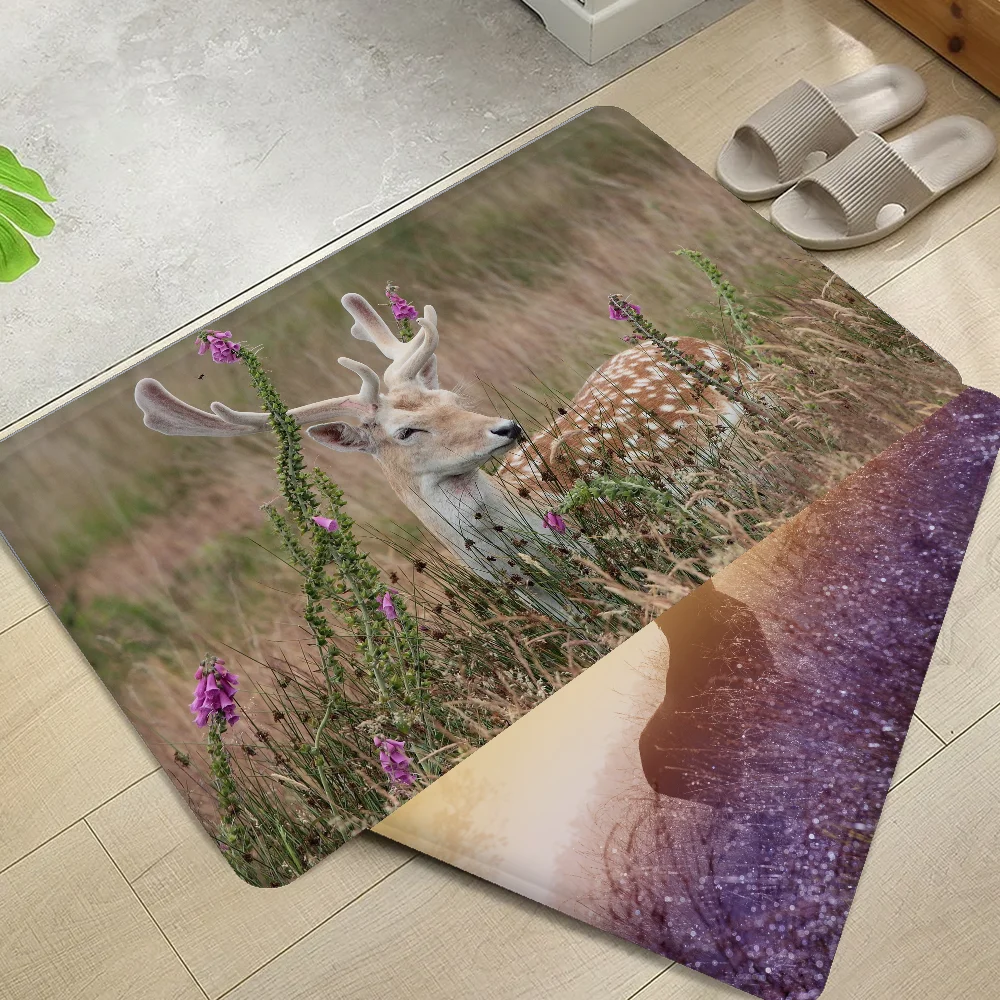 

Deer Animals Floor Mat Bathroom Mat Anti-slip Absorb Water Long Strip Cushion Bedroon Mat Welcome Doormat