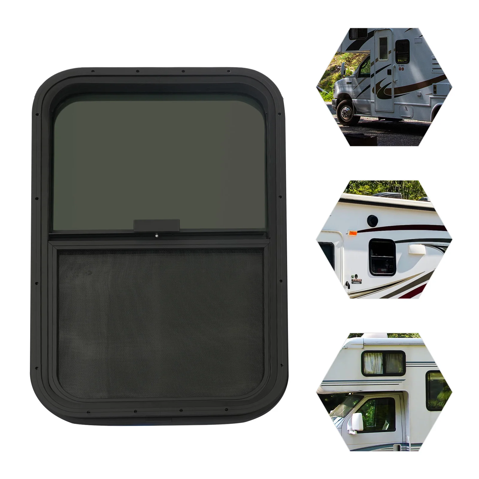 15x 24 Inch Universal RV Window Teardrop  Horizontal Sliding Glass Optional Trim with Trim Ring Mount on Both Sides of the RV