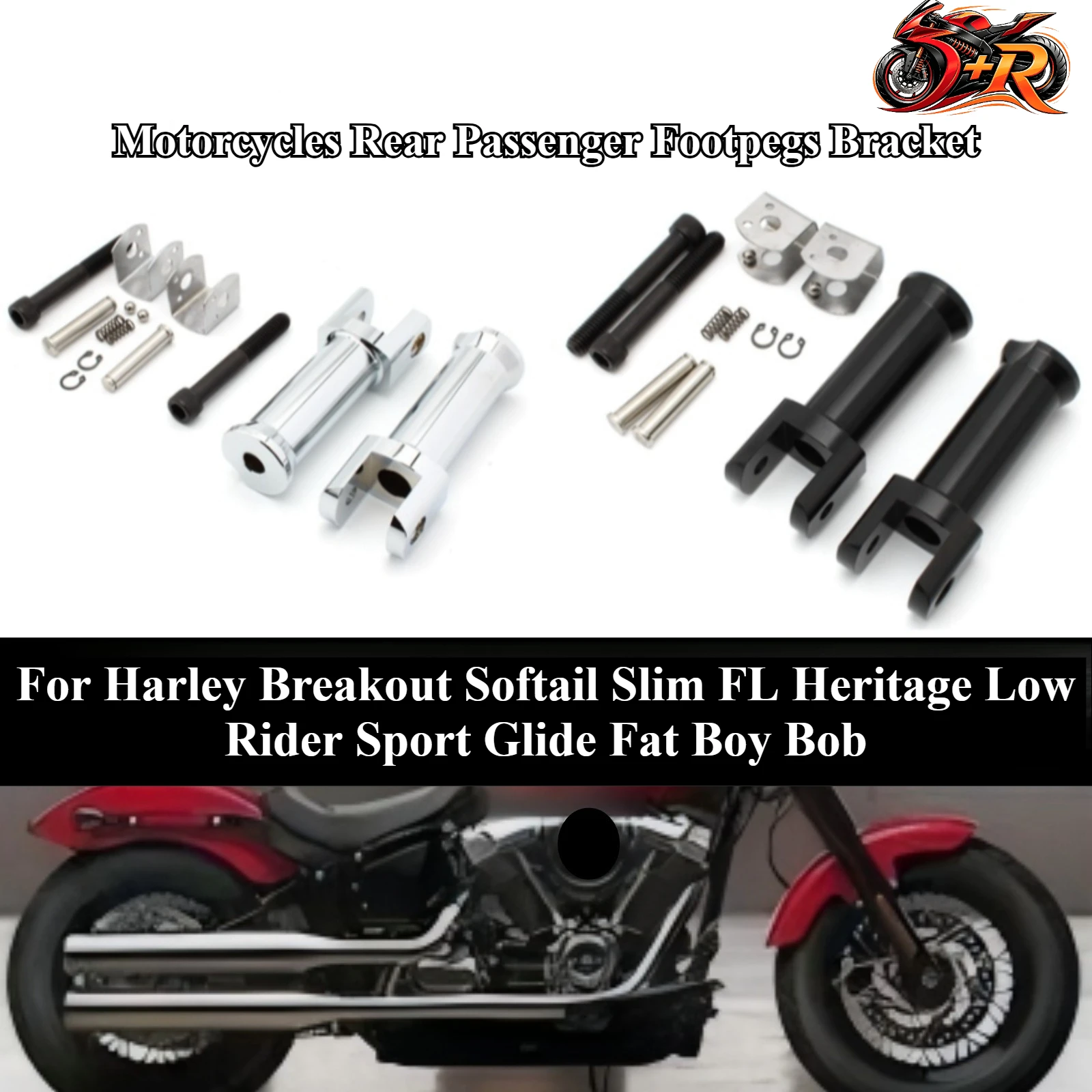 

For Harley Breakout Softail Slim FL Heritage Low Rider Sport Glide Fat Boy Bob 18-24 Motorcycles Rear Passenger Footpegs Bracket