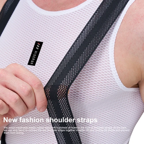 Imagen 2 del producto HISERWA-pantalones cortos con pechera para ciclismo para hombre, equipo profesional 7H, almohadilla de interfaz elástica italiana, pantalones cortos con pechera para bicicleta de montaña, pantalones cortos para bicicleta de carreras