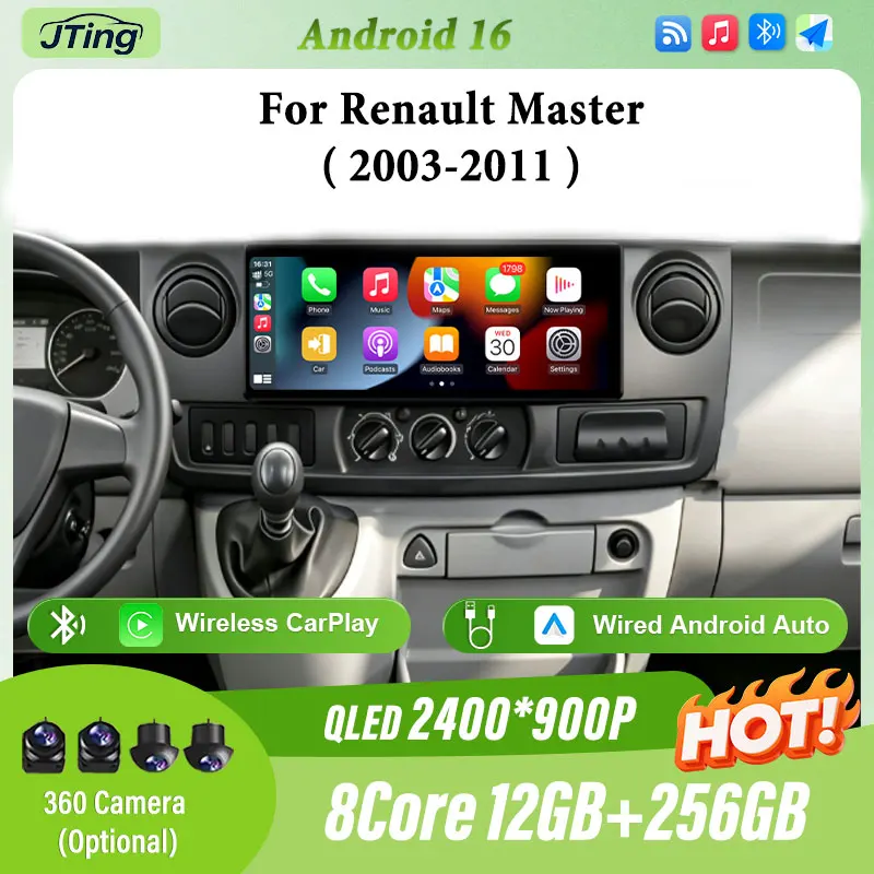 12.3 inch for Renault Master 2003 - 2011  Android Auto Car Radio Mutimedia Player GPS Navigation Bluetooth  4G  DSP  WFi  QLED