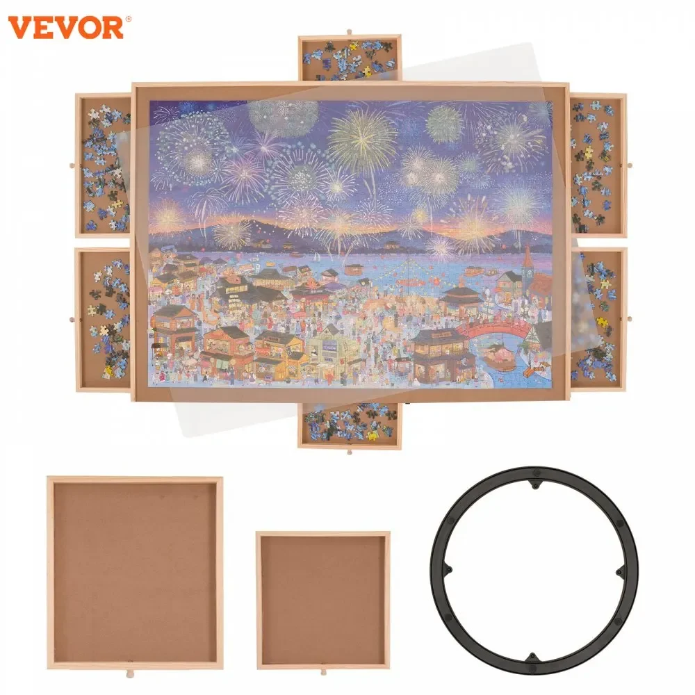 VEVOR 2000 Piece Puzzle Board with 6 Drawers and Cover 40.2