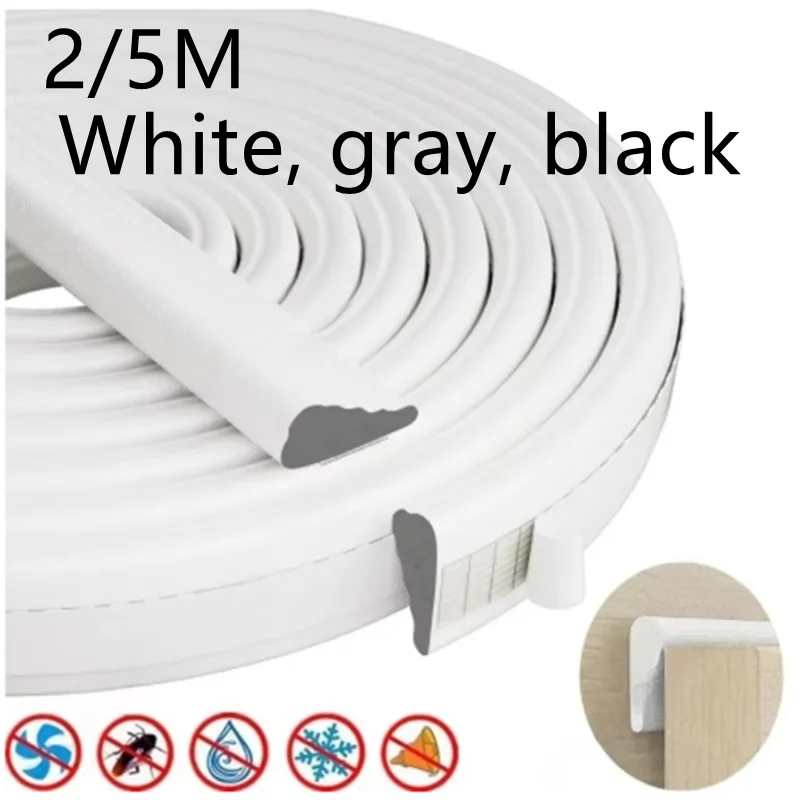 5M New Door and Window Seals High Density PU Wedge Weather Stripping Seal Strip Doors Gap Filler Noise Blocker Foam Tape Sealing
