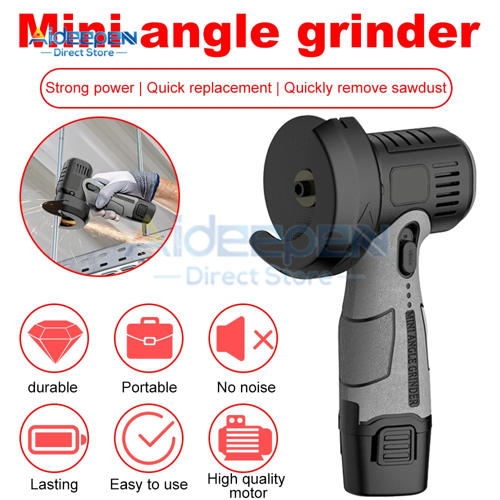 12V 500W Angle Grinder Mini Household Rechargeable Cutting Machine Polishing Machine Electric Hand Grinder Polishing Machine