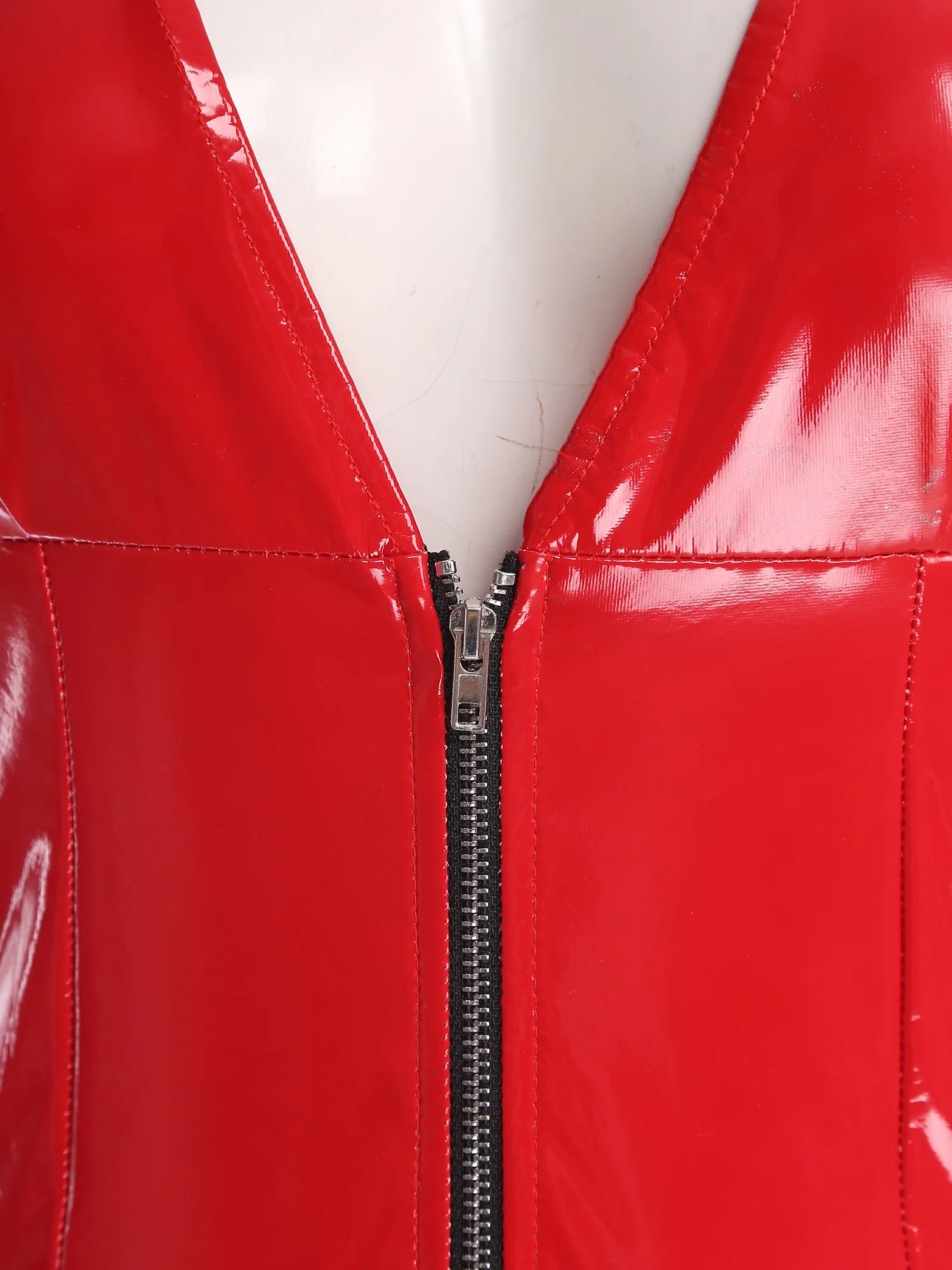 فستان نسائي بدون أكمام ذو مظهر رطب فستان كرنفال الهذيان للحفلات والنوادي من الخلف برباط علوي مدمج مع أربطة حبال