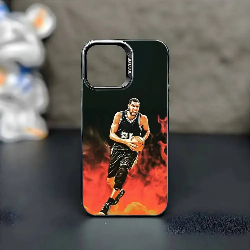 حافظة هاتف Tim Duncan لكرة السلة لهاتف iPhone 16,15,14,13,12,11,Mini,Pro,MAX غطاء أسود غير لامع مقاوم للصدمات #5