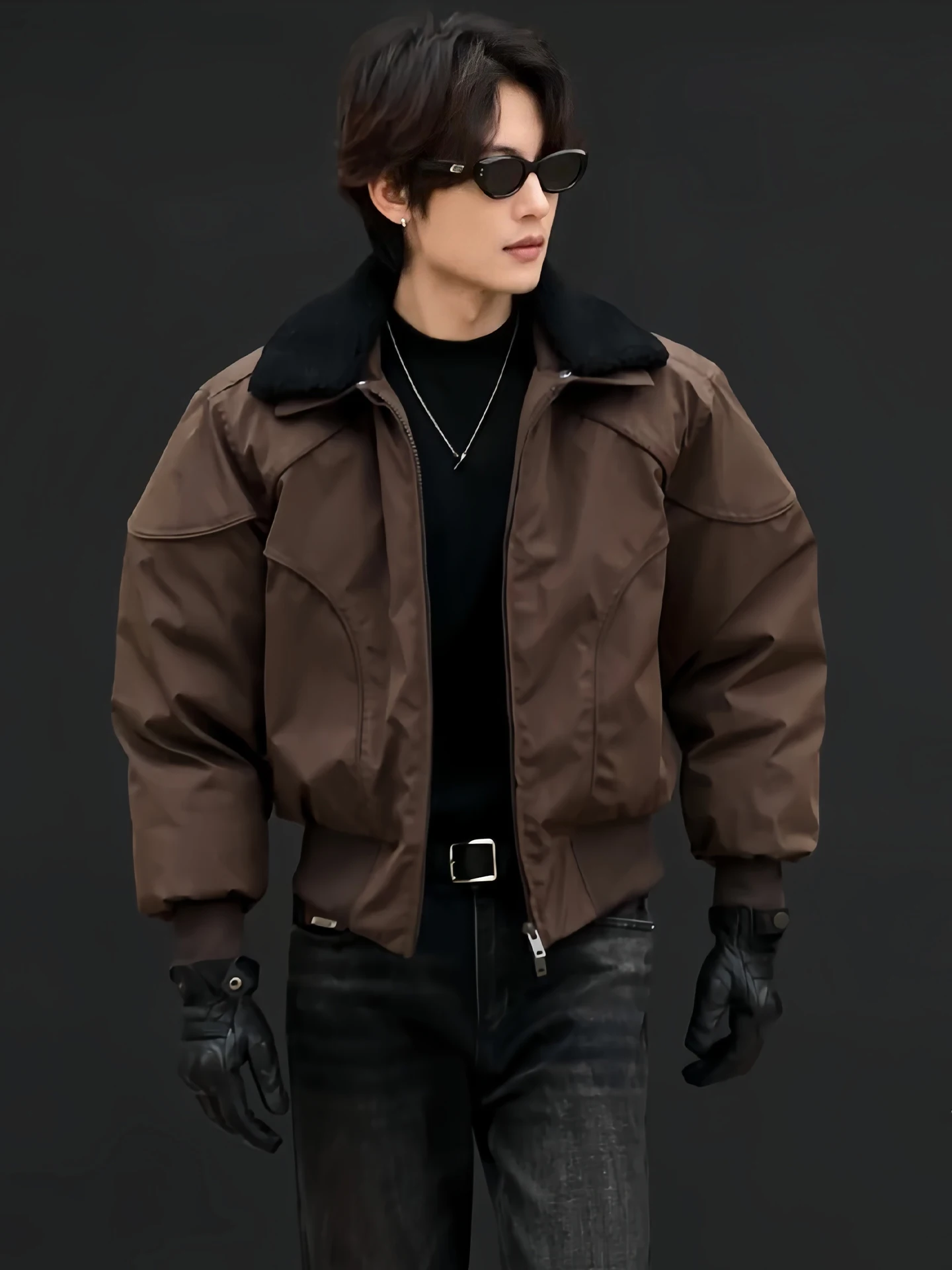 

Warmth Men's ort Thiened Cotton Jaet Autumn Winter Casual Sle Hooded Zipper Closure Stand Fit Cleanfit Youth Faion