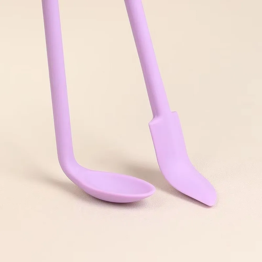 3 pçs portátil mini raspador de silicone macio dupla cabeça máscara facial escova alongada colher de escavação cosmética pincéis de maquiagem conjunto