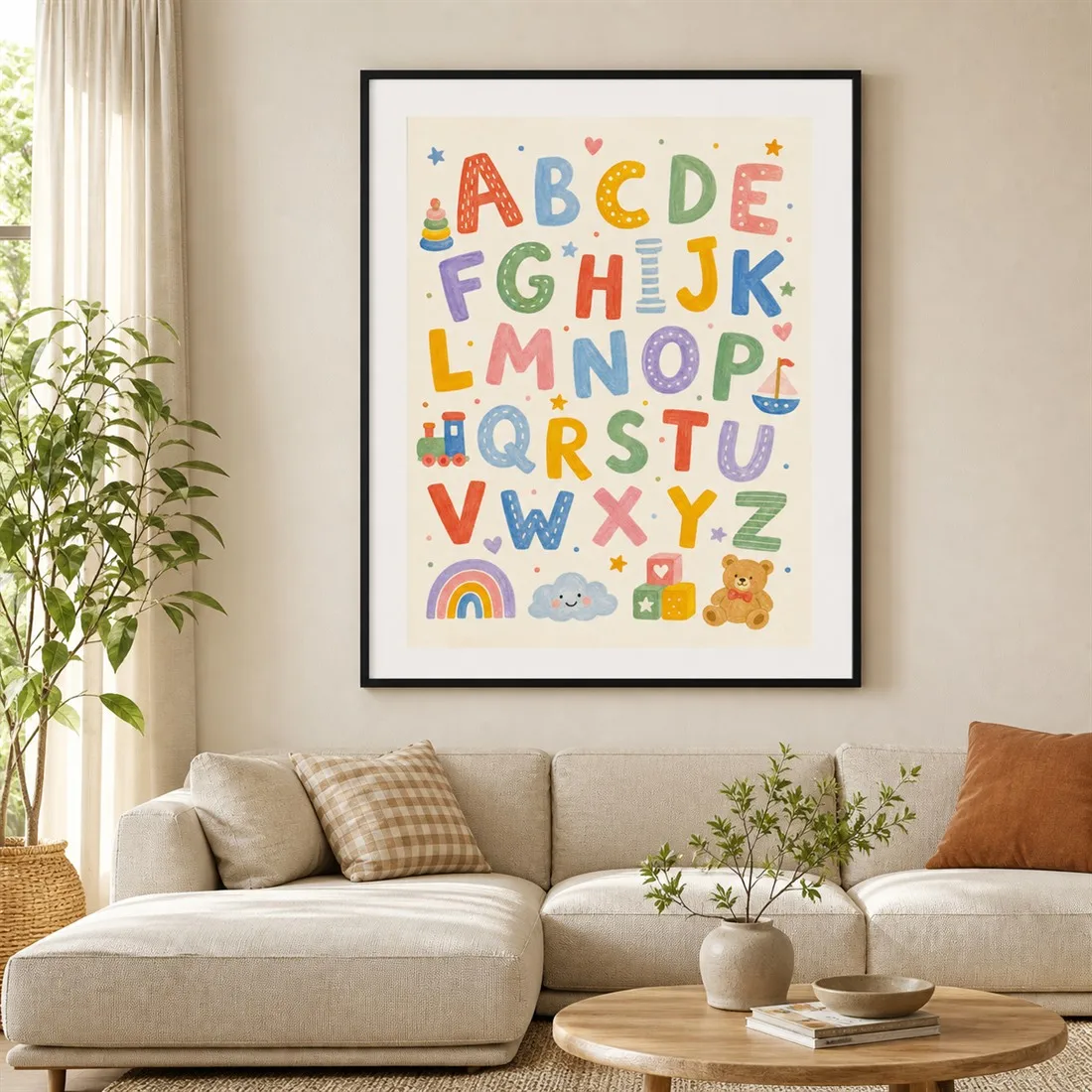 Alphabet Dreamscape Poster,Canvas Wall Print,Modern Art Illustration,High‑Grade Home Decoration Artwork for Bedroom,Living Room