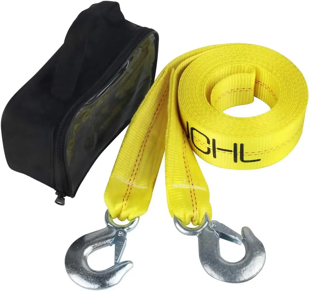 

Heavy Duty Tow Strap 2"x20' 20,000 Lbs Capacity Recovery Rope For Truck, Jeep, ATV, SUV With Hooks
