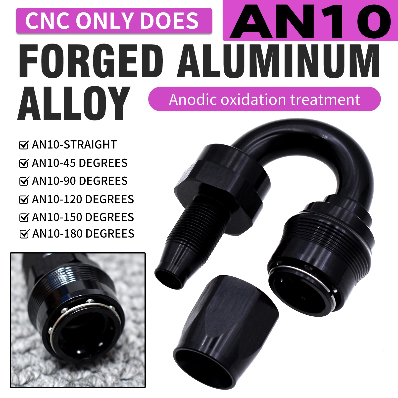 AN10 Al Alloy Straight 45°90 Degree Swivel Hose End Fitting Quick Release Oil Hose Connector Universal Auto Modified Adapter M18