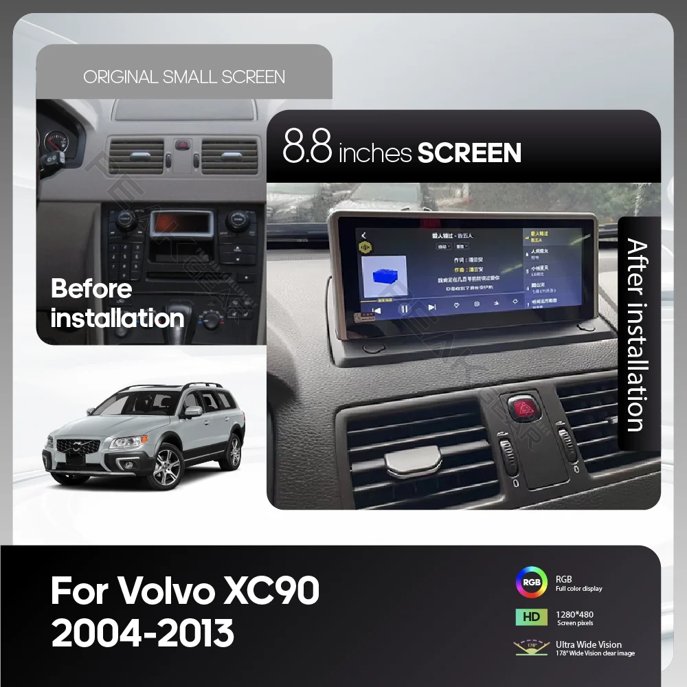 For Volvo XC90 2004-2013 Android 15 Car Multimedia Video Player  Android  GPS Navigation Radio Auto 8+2568G Carplay 360Camera 4G