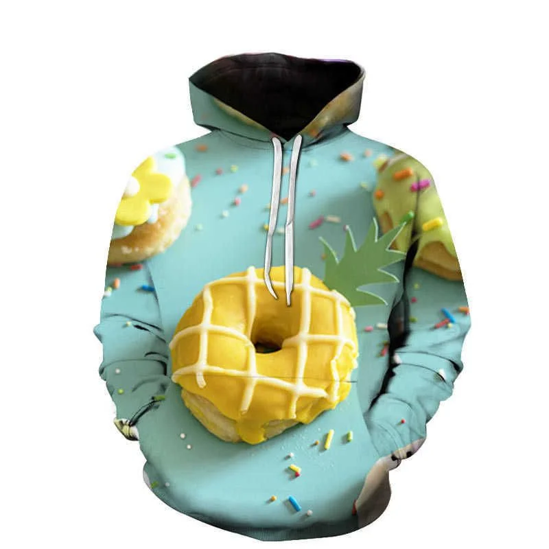 Funny 3D Print Lollipop Donut Bread Hoodie For Men Long Sleeves Sweatshirts Women Cool Streetwear Hoodies Top Autumn Clothes