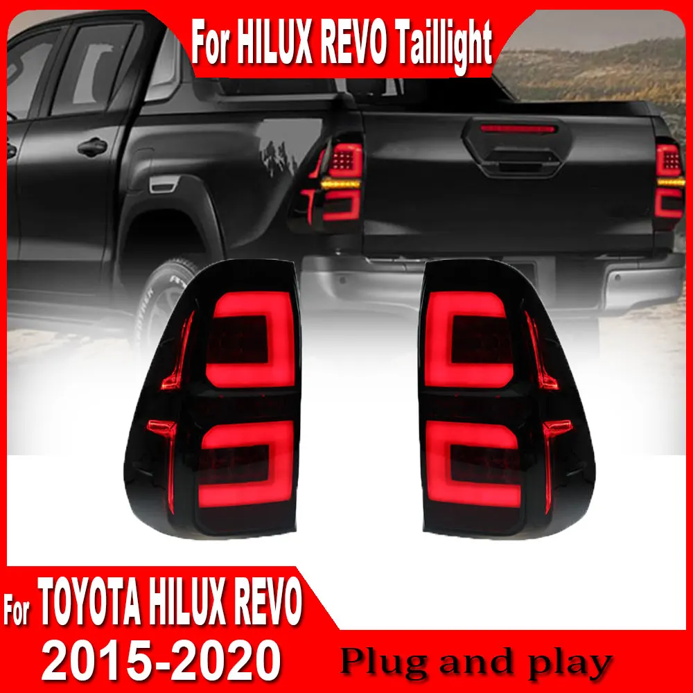 Tail Light For Toyota Hilux Vigo Revo 2015 2016 2017 2018 2019 2020 LED Back Taillights tail rear lamp smoke Light Plug and play