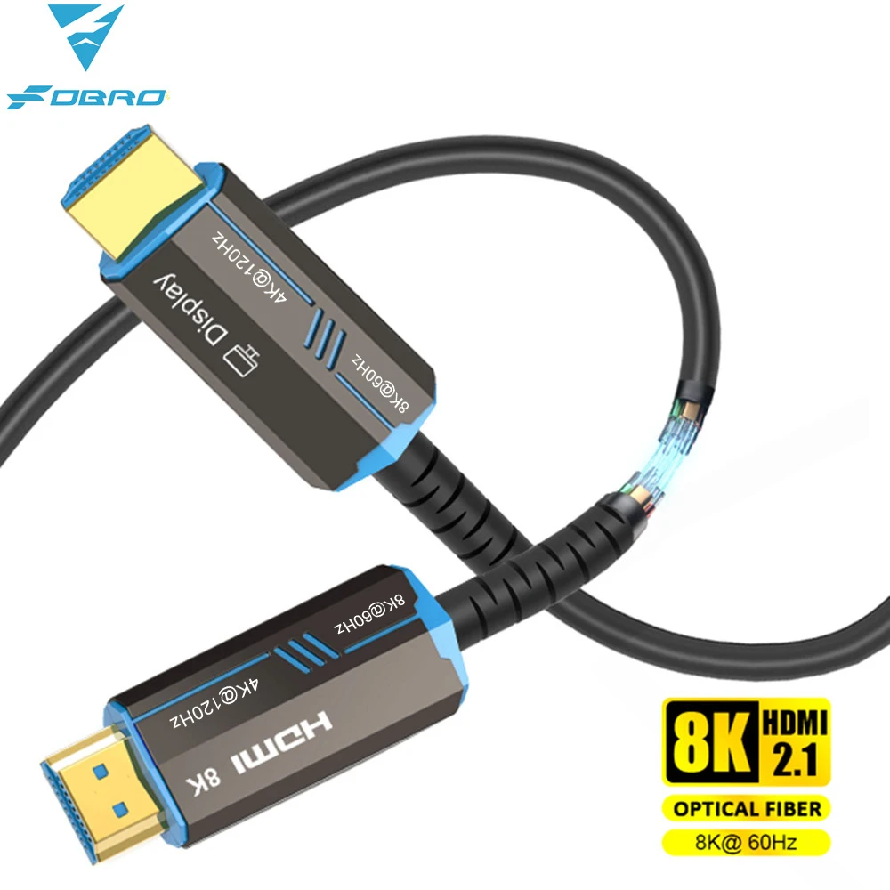 FDBRO 8K HDMI 2.1 kabel światłowodowy 120 Hdmi 48Gbps HDR HDCP do projektora TV, pudełko HD Ps3/4 ultraszybki komputer