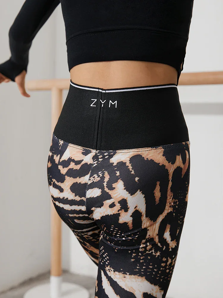 ZYM Girls Leggings da ballo latino stampa leopardata pantaloni neri comodi per bambini Rumba abbigliamento da allenamento Leggings per bambini bambini #20218