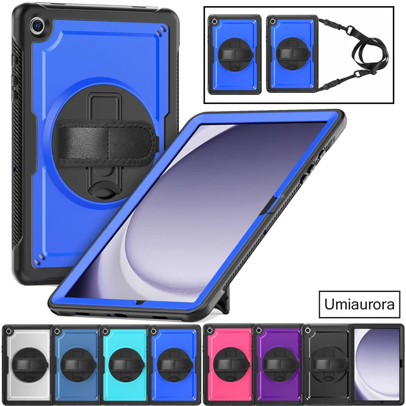 

For Samsung Tab A11 8.7" SM-X130 A9+ Plus 11 inch SM-X210 SM-X230 Shockproof PC Tablet Case Hand Strap Stand Armor Cover Funda