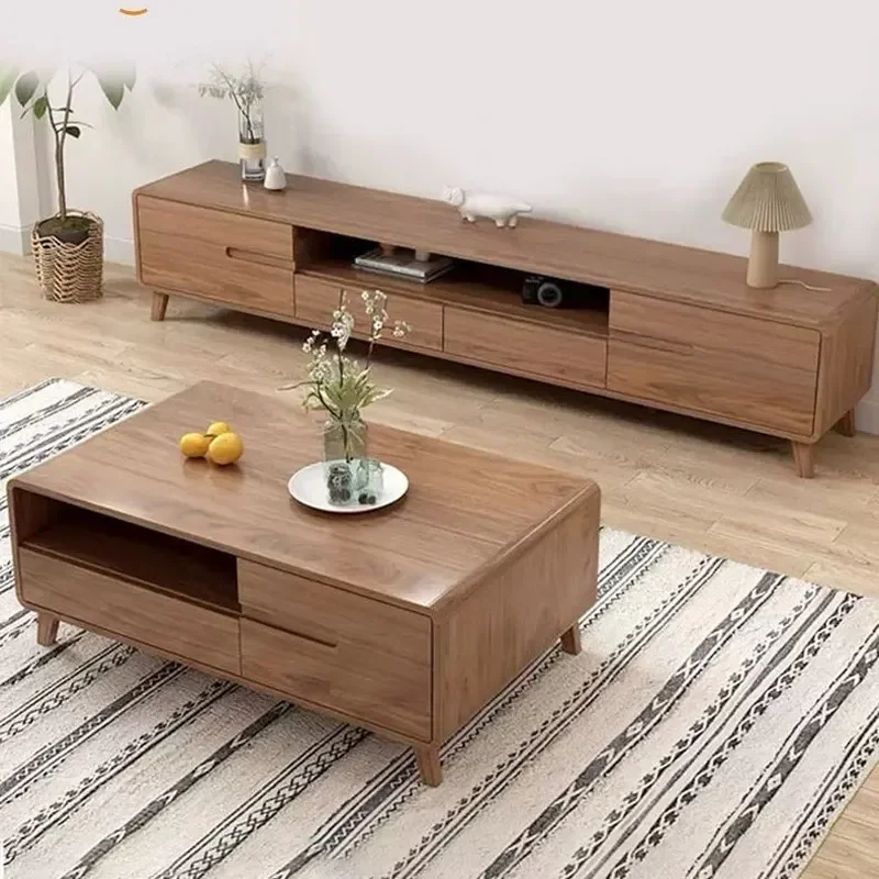 Modern Simple TV Cabinet and Coffee Table Combo New Chinese Style Small Apartment Living Room Home Entertainment Storage Unit