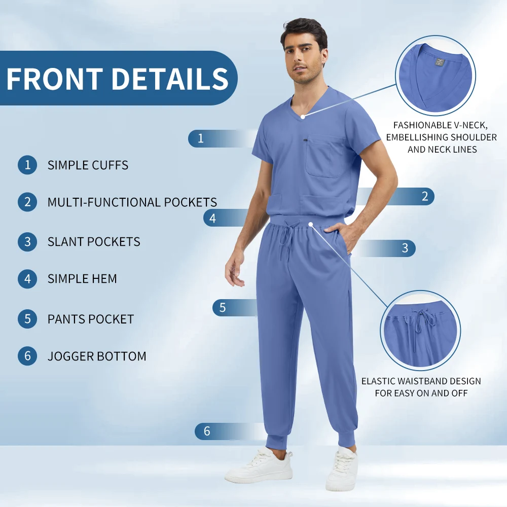 Niaahinn Scrubs-Set, medizinische Uniformen, Stretch-Oberteile und Taschenhosen, Anzüge, Krankenschwesteruniform, Arztchirurgie-Overalls, Schönheitssalon, Arbeitskleidung