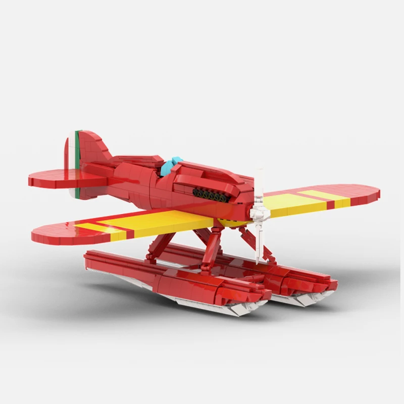 Italiaanse Macchi M.39 Fighter MOC-bouwstenen - Assemblagemodel uit de militaire serie met technische stenen DIY-montagespeelgoedset