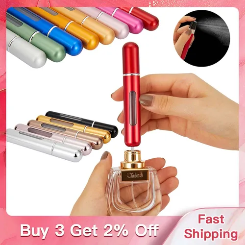 Imagen 2 del producto Juego de botellas de perfume, botella recargable de 8Ml y 5Ml con bomba de pulverización, envases cosméticos vacíos, botella atomizadora de viaje, envío gratis