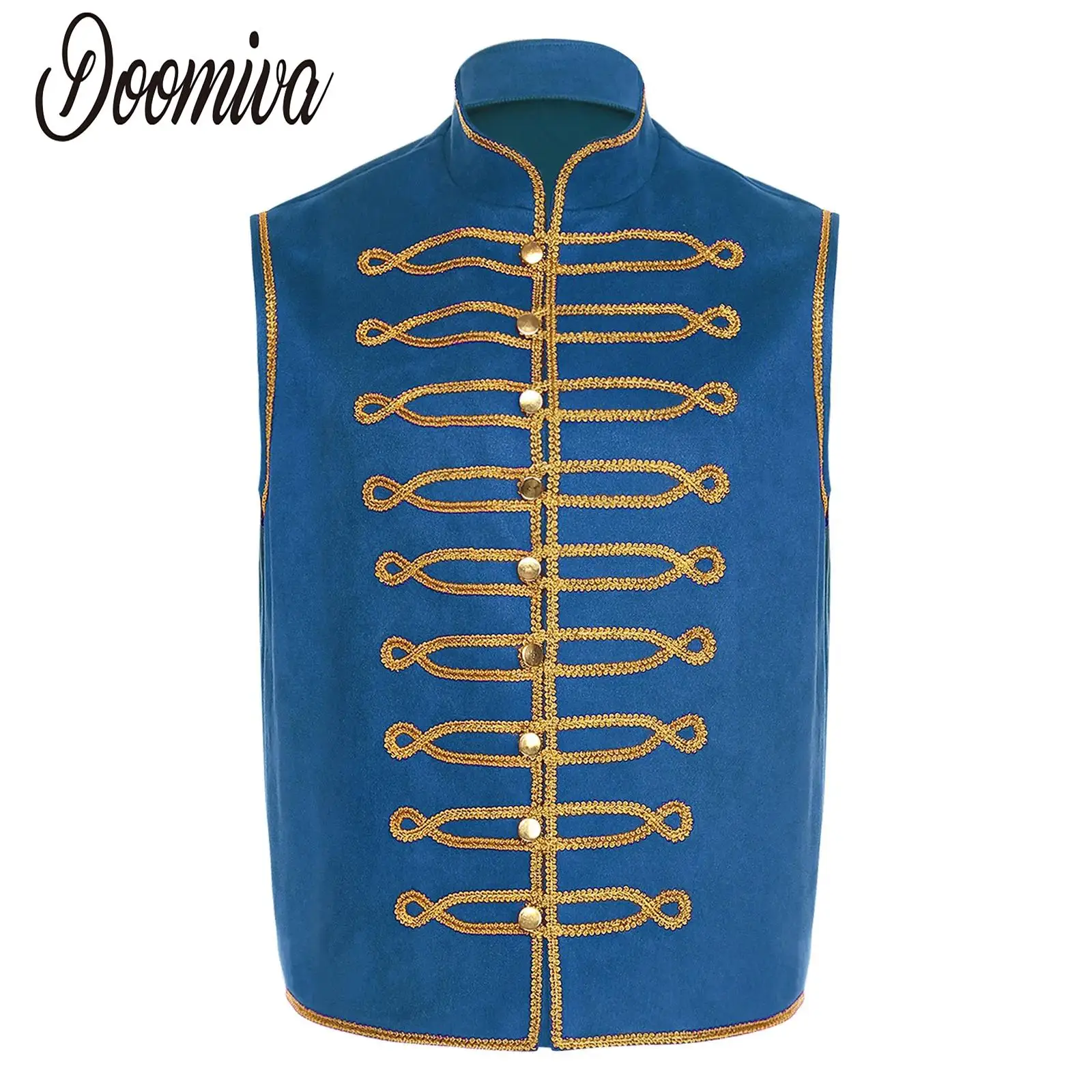 

Fancy Cosplay Romance Vest Clothing For Men Movie Costume Sleeveless Gold Trim Waistcoat Adult Punk Style Marching Band Clothes
