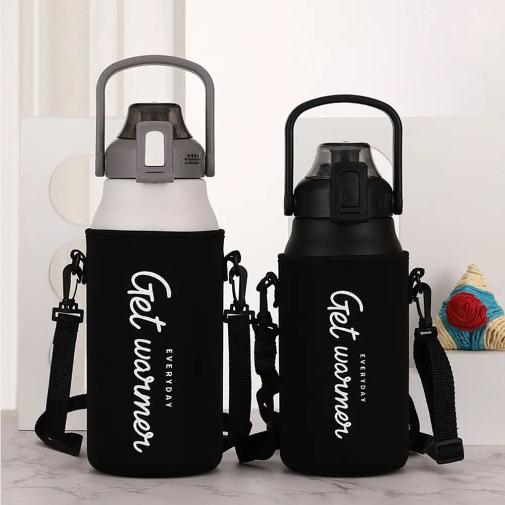 1 Stück Sport Wasser flasche Abdeckung Fall mit Schulter gurt tragbare Vakuum Glas Tasse Hülle Tasse Beutel Sport Camping Zubehör
