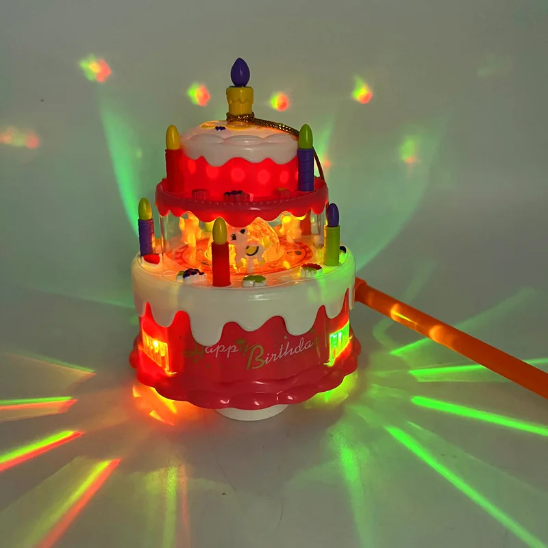 Cartone animato per bambini Simulazione Torta di compleanno Giocattoli emettitori di luce Carosello carino Torta musicale elettrica Lanterne portatili per bambini Giocattolo